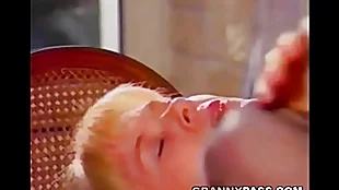 Blond Grandma Gets Nailed On The Table